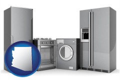 arizona map icon and home appliances