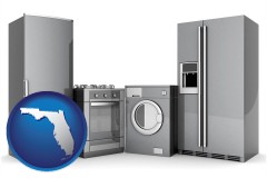 florida map icon and home appliances