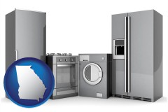 georgia map icon and home appliances