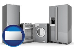 kansas map icon and home appliances