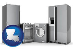louisiana map icon and home appliances
