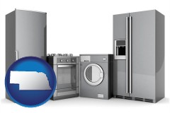 nebraska map icon and home appliances