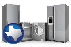texas map icon and home appliances